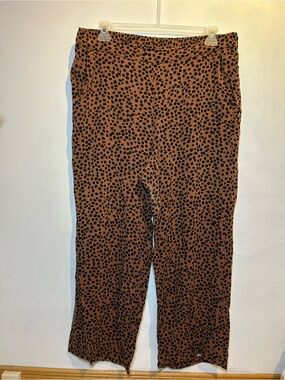 Old Navy Brown with Black Leopard Wide-Leg Pull-On Pants